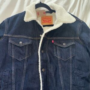Levi's Dark Blue Denim Jacket with Sherpa Lining